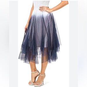 S • DEER Women's Gradient Tulle Mesh Midi Skirt Flared Flowy Skirt